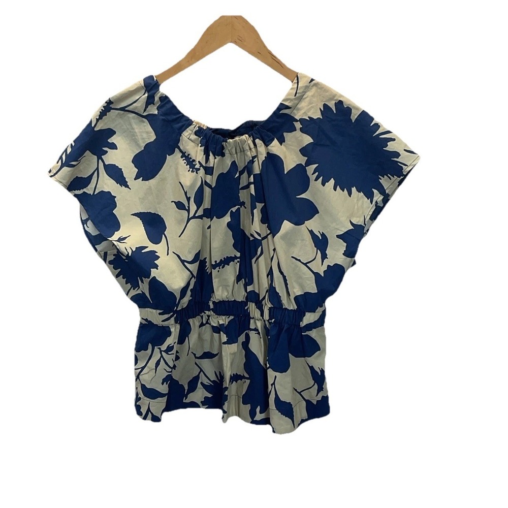 NEW‎ plenty by TRACY REESE Anthropologie Blue Floral Spring Summer Top SM